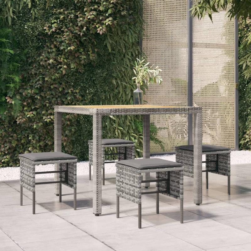 Chislett Wood Patio Dining Set with, Gray