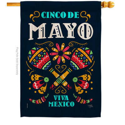 Double Sided 40'' H x 28'' W Polyester Cinco De Mayo House Flag