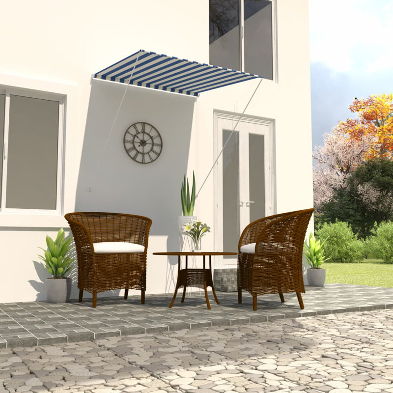 Kurken Retractable Awning 100x150 cm, Blue/White