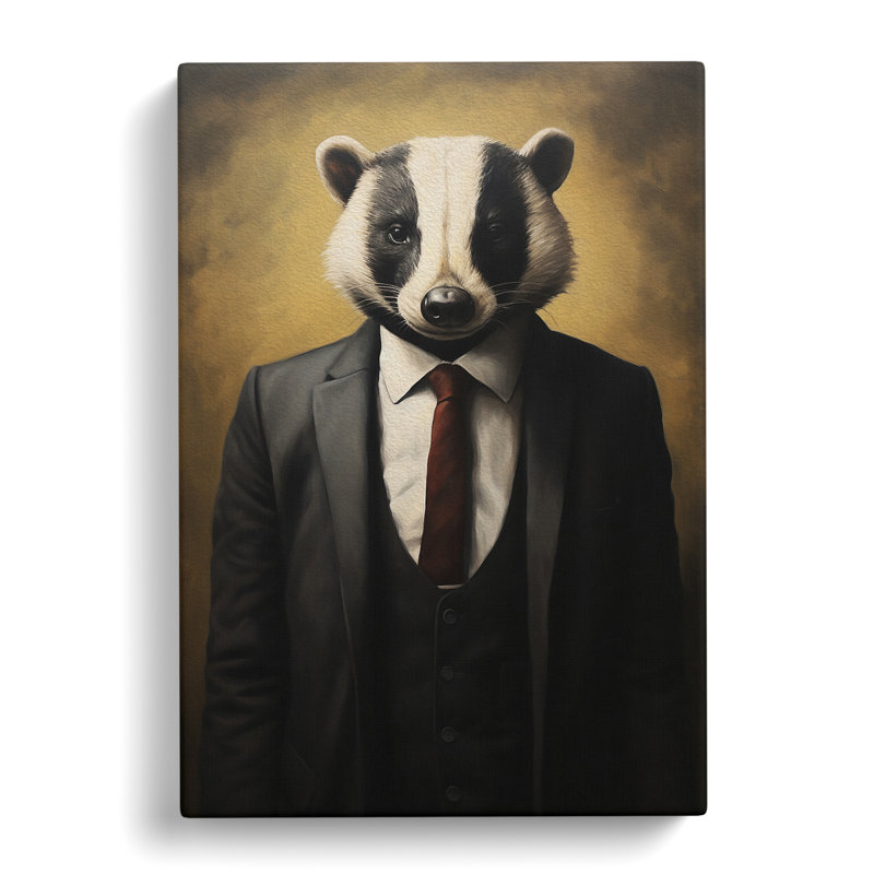 Badger In A Suit - Print on Canvas, 60cm H x 40cm W x 3cm D