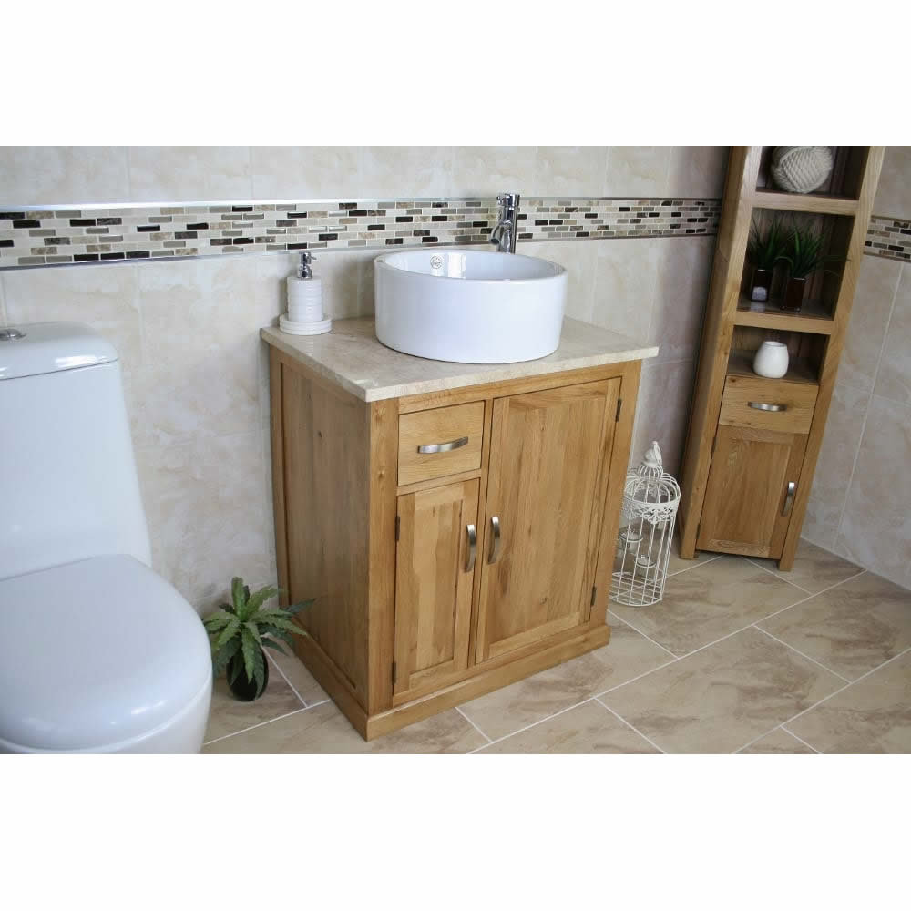 Dehaan Solid Oak 750mm Free-Standing Vanity Unit