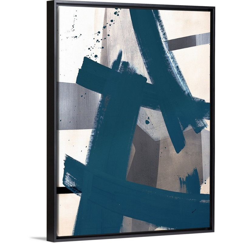 « acceptant le contrôle », peinture sur toile, Cadre flottant noir, H 41,7 po x l 31,7 po x P 1,75 po
