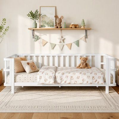 Lit plateforme double en bois pour enfants avec garde-corps, lit double en fer avec garde-corps, convient aux filles et aux garçons