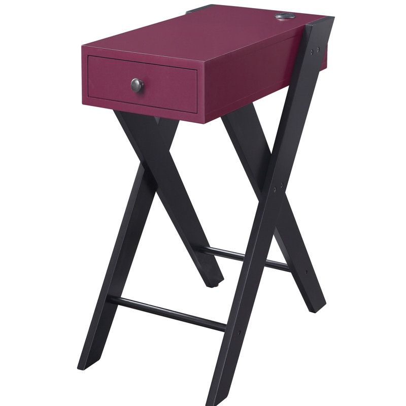 Table d'appoint Port avec tiroir pratique en bourgogne et noir élégant noir / bourgogne