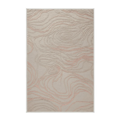 Machine Washable Abstract Beige Area Rug