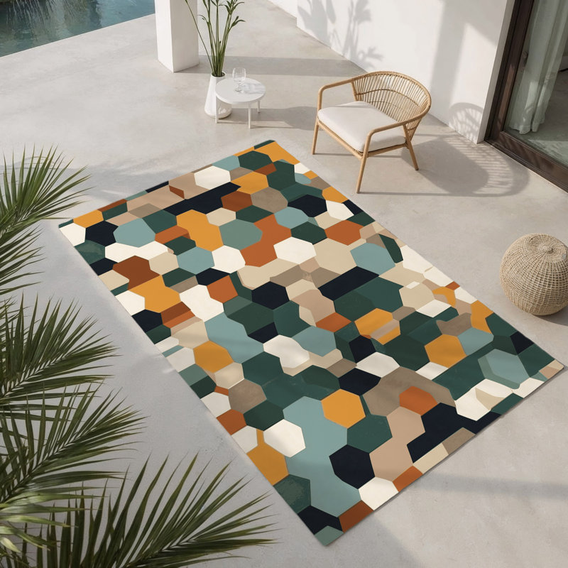 Tapis intérieur et extérieur Earth Bound Pixels, Rectangle 1 pi 6 po x 2 pi 6 po