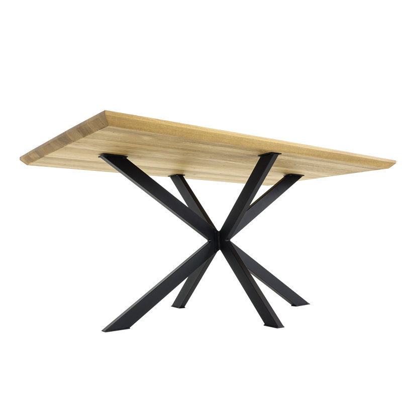 Chabelli Oak Metal Base Dining Table, Natural Oil, 75"H x 90"L x 160"W