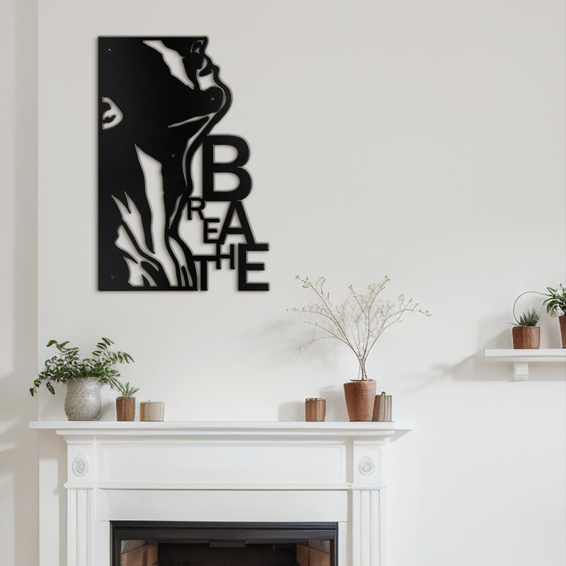 Décoration murale en métal, H 20 po x l 10 po x P 0,05 po, Noir