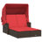 Vidaxl Double Sun Lounger With Canopy And Cushions Poly Rattan-99049255-99049256