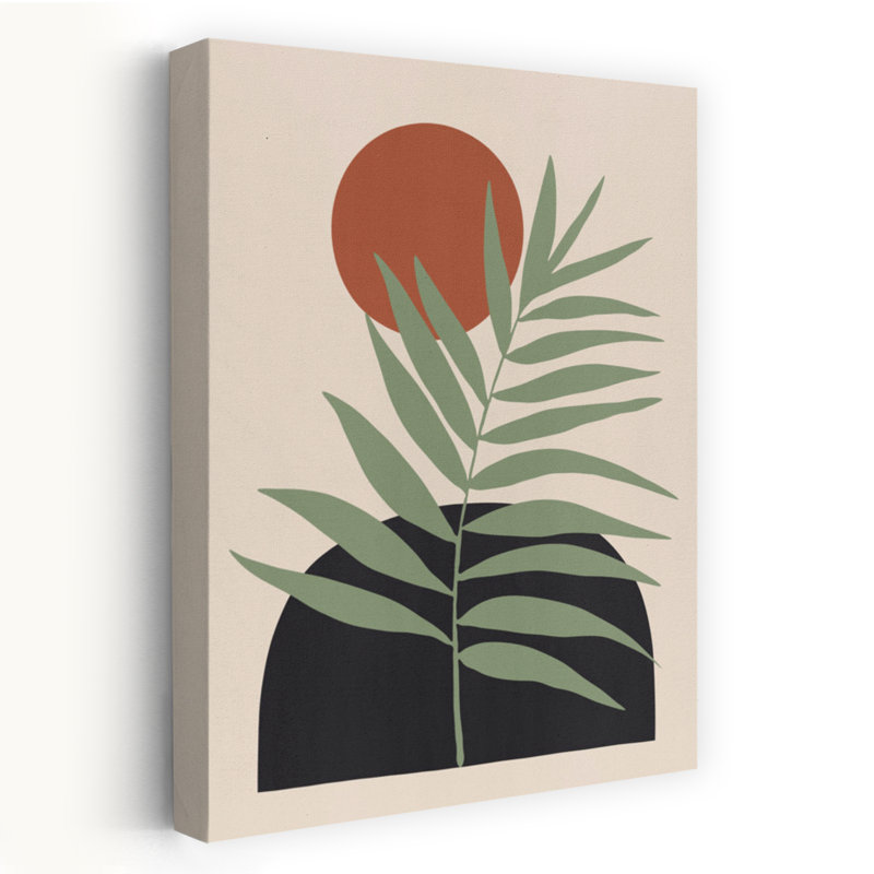 Terre cuite soleil feuille de palmier abstraite minimaliste moderne palmier Nature Tropical, impression d'art mural