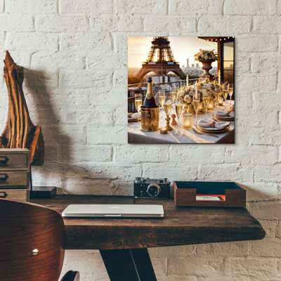 'Dinner In Paris' by Rey Klimt Acrylic  Wall Art, 12" x 12"