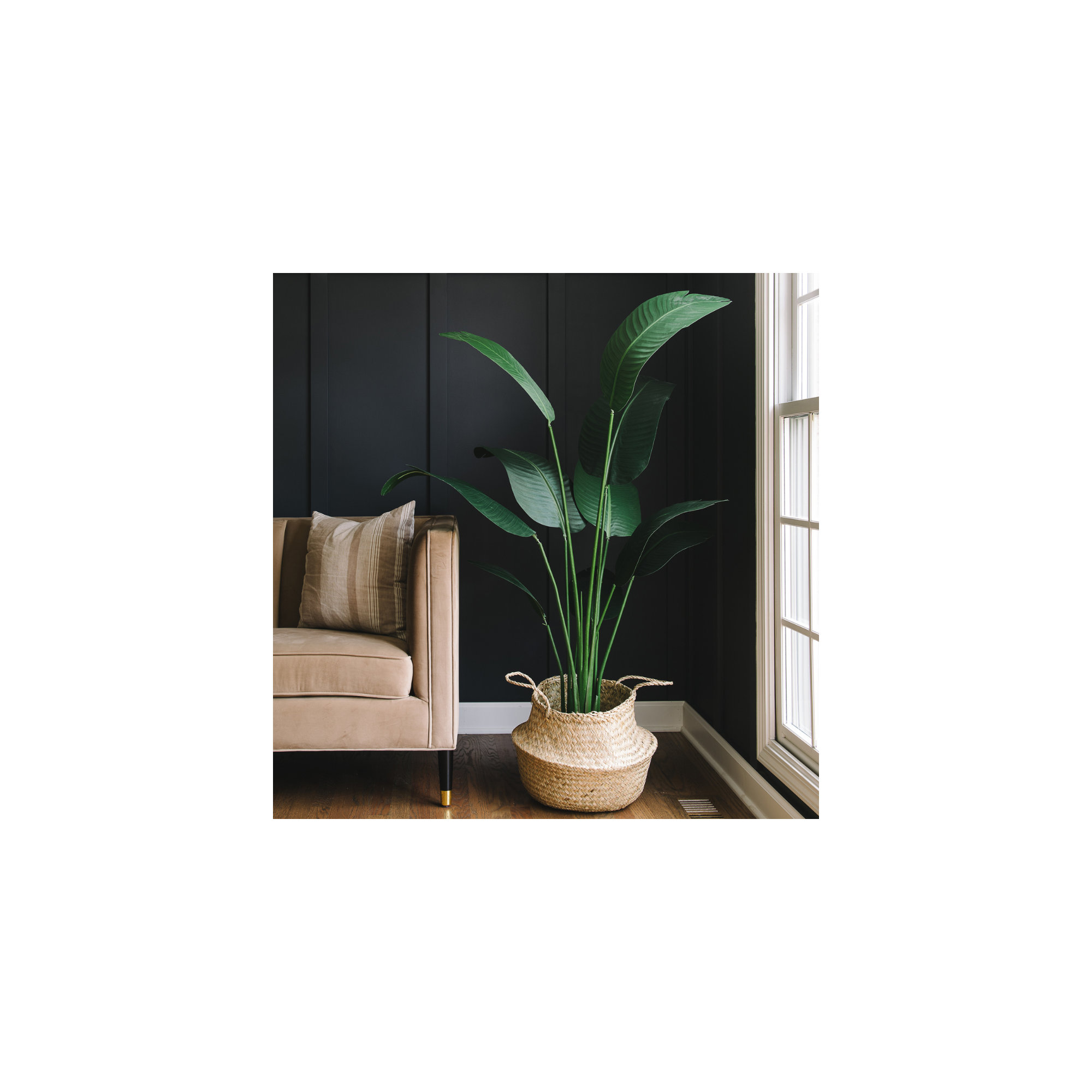 Faux Banana Leaf Plant in Pot, 2, 46.5" H x 25" W x 25" D
