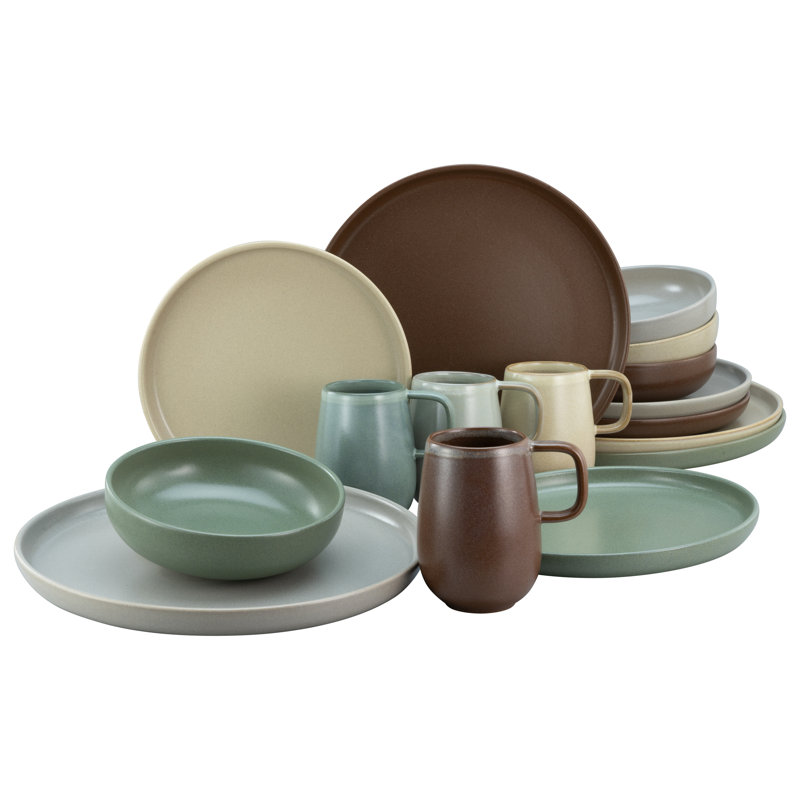 16 Pieces Combined Service Uno For 4 People, Natural