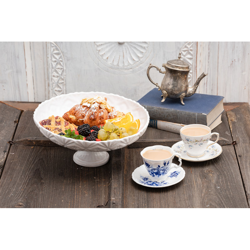 Vintage Inspired Ceramic Ceramic Cake Stand, White