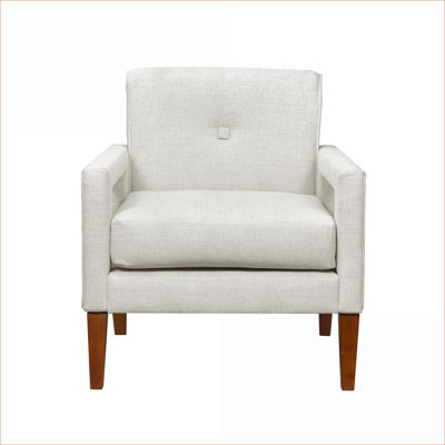 Chaise d'appoint rembourrée en chenille beige pour adultes, confort à ressorts ensachés, pieds en bois massif, sièges de fauteuil de salon