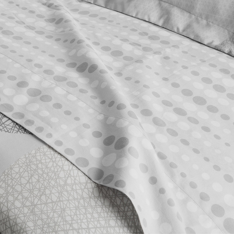 Ensemble d'édredon en coton avec draps Knowles, Édredon lit double et 8 pièces incluses, Gris / noir