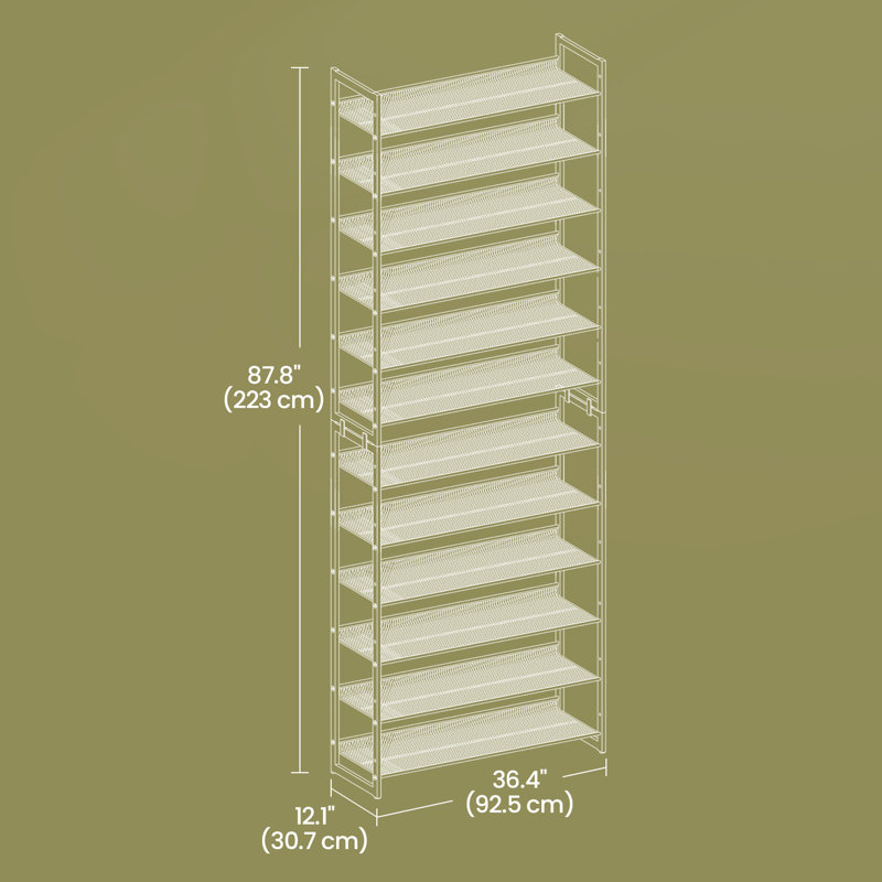 Abbi 48-60 Pair Stackable Shoe Rack,  with Adjustable Flat or Angled Shelves, Gray
