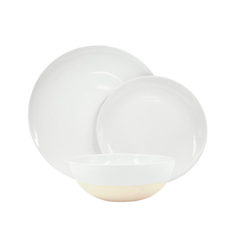 Service de vaisselle 3 pièces en porcelaine, Blanc