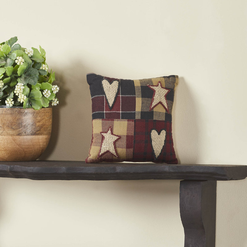 Connell Burgundy Cotton Patchwork Appliqued Throw Pillow