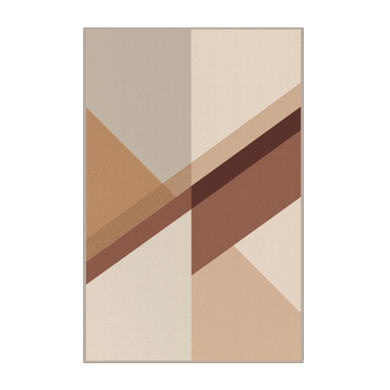 Machine Washable Cantrell Gymnastics Balance Beam Minimalist Rug in Brown – Beige Binding, 8x12