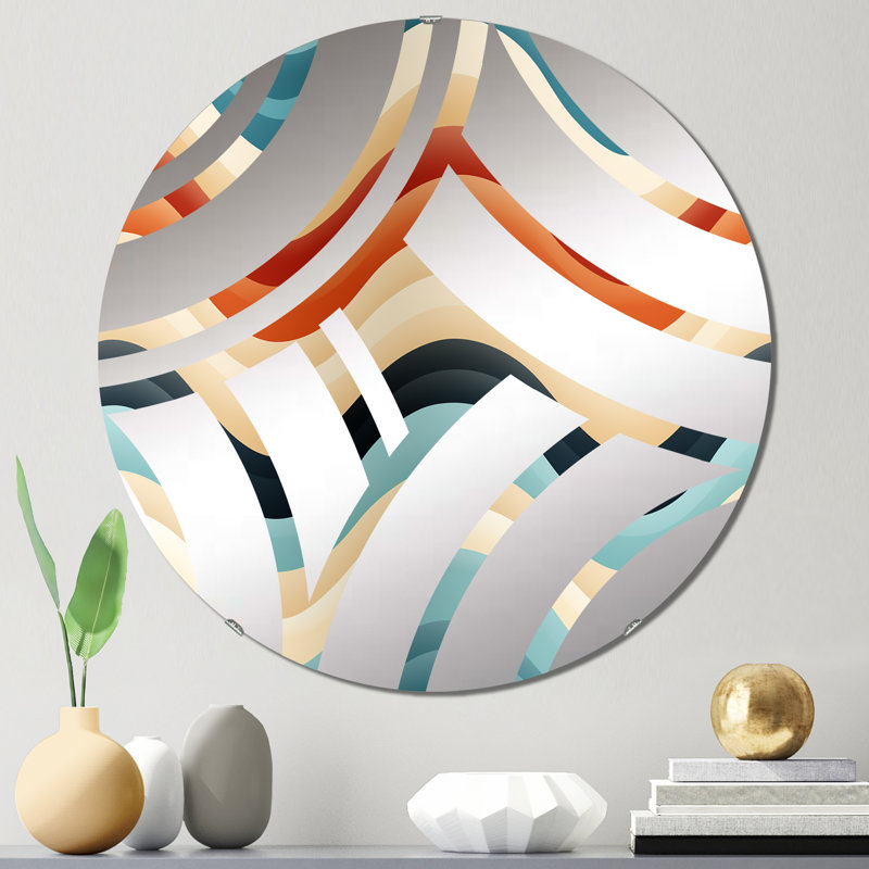 Miroir décoratif à chevrons beige et bleu, 23,6 po x 23,6 po