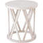 Table de bout rustique rustique avec pieds en X, plateau en bois, blanc antique