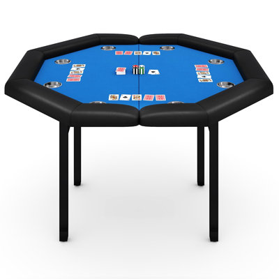 Table de poker pliable octogonale de 48 pouces, table de jeu de casino à 8 joueurs avec rails rembourrés, porte-gobelets en acier inoxydable et pieds en métal pliables pour fête de famille et jeu de cartes