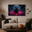 Personnage sombre encapuchonné tenant une faux sur toile rose lumineuse, art mural d'Halloween-279238664