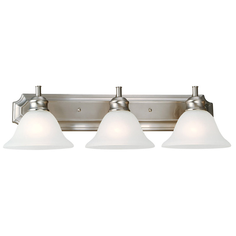 Faysal 3 - Light Dimmable Vanity Light, Alabaster, Satin Nickel