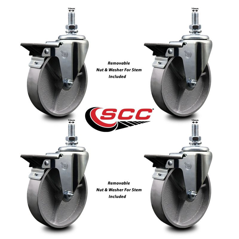 Steel 10MM Threaded Stem Caster with Brake