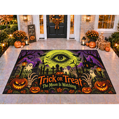 Tapis d'extérieur de 5 pi x 7 pi à regarder sous le soleil à motif de lune, imperméable et robuste, tapis de patio robuste, tapis d'extérieur à séchage rapide pour l'entrée de la terrasse.