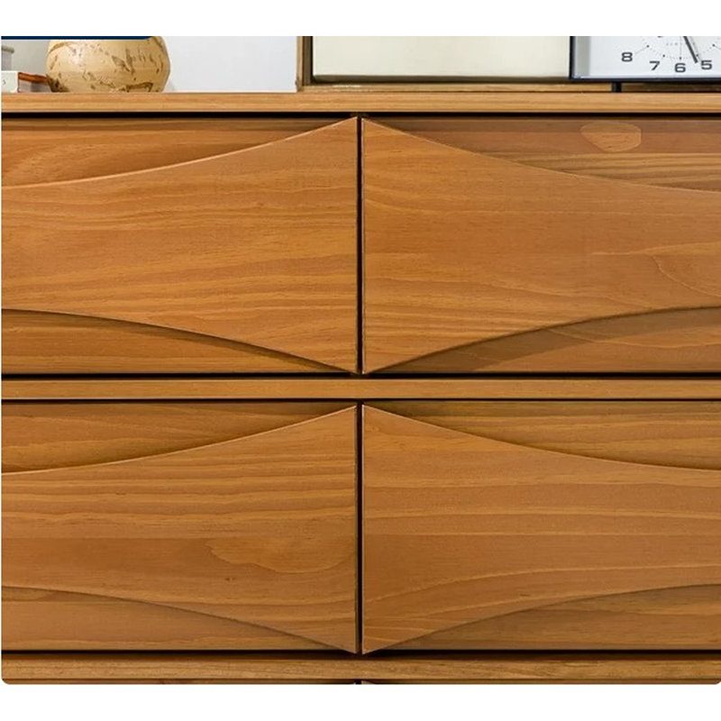 Emrick 6 Drawer Solid Wood Double Dresser, Caramel