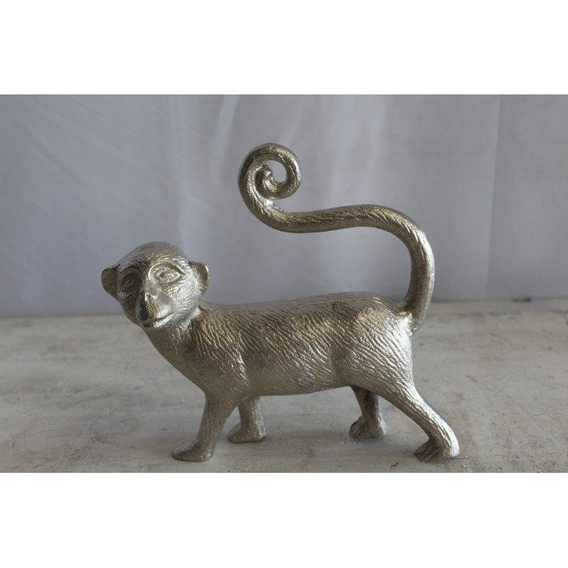 Aluminum Walking Monkey Statue, Playful Charm for Any Space 10" x 3" x 10"H