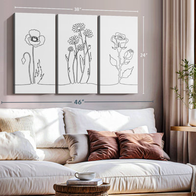 «One Line Flowers» sur toile