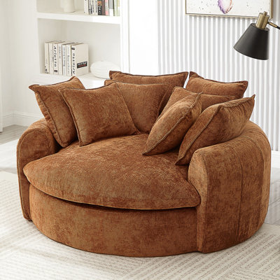 59.8" Round Upholstered Convertible Sofa Bed