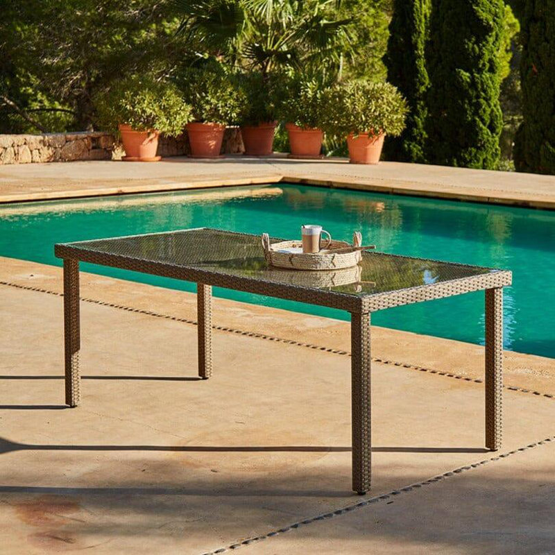 Ahmid Rectangular 6 - Piece 4 - Person 150Cm L Outdoor Table Set & Parasol, Brown