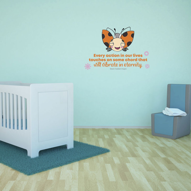 Décalcomanie murale en vinyle « every action cute coccinelle », H 8 po x l 10 po