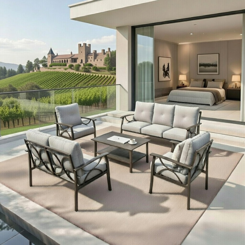 5-Piece Metal Patio Furniture Set, Gray
