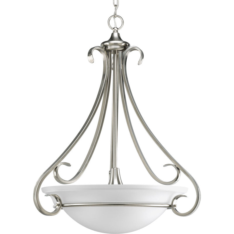 Luminaire suspendu bol 3 lumières unique Lilly, Argent/blanc