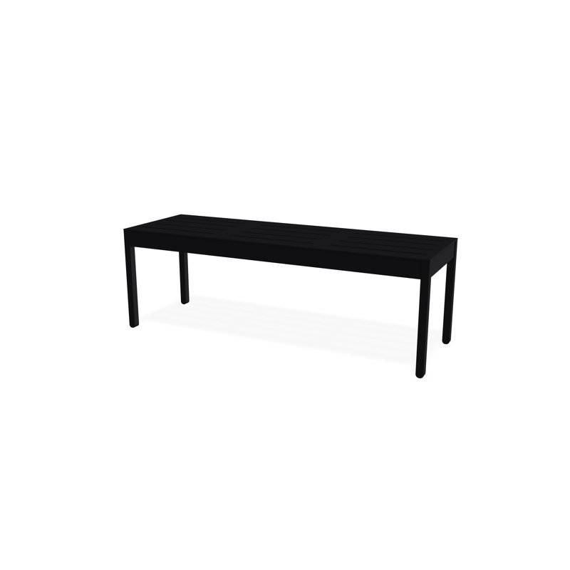Bazza Flat Bench with Marine Grade Polymer Seat and Aluminum Frame, Black 5D Sunbrella®, 18" H x 54" W x 17.5" D