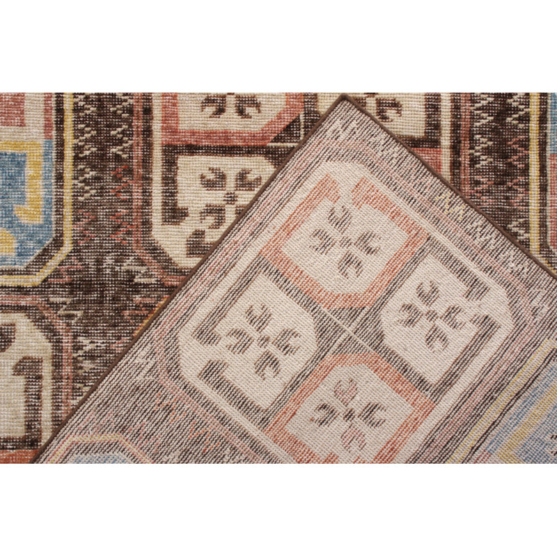 Distressed Homage Hand Knotted Wool Geometric Area Rug, Rectangle 5' x 8'
