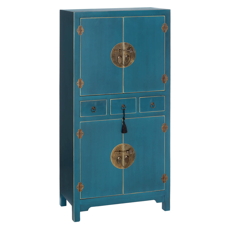 Sansa 4 Door Manufactured Wood Wardrobe, Blue