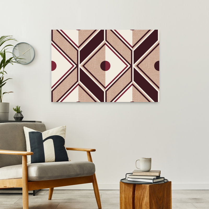Art contemporain contemporain, H 24 po x l 36 po, Brun / Rouge / Beige