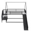 Lit superposé simple en métal noir avec escalier de rangement et glissade, maximise l'efficacité de la chambre à coucher en noir-774223517