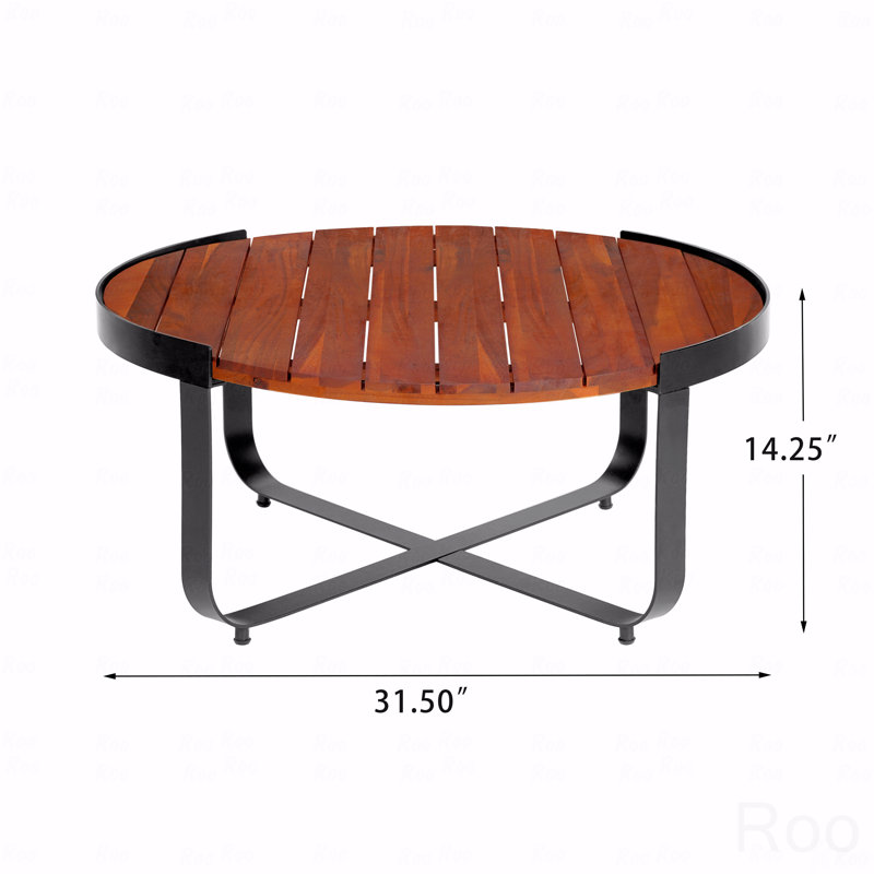 Table d'appoint de patio résistante aux intempéries avec base en métal robuste - brun, Brun