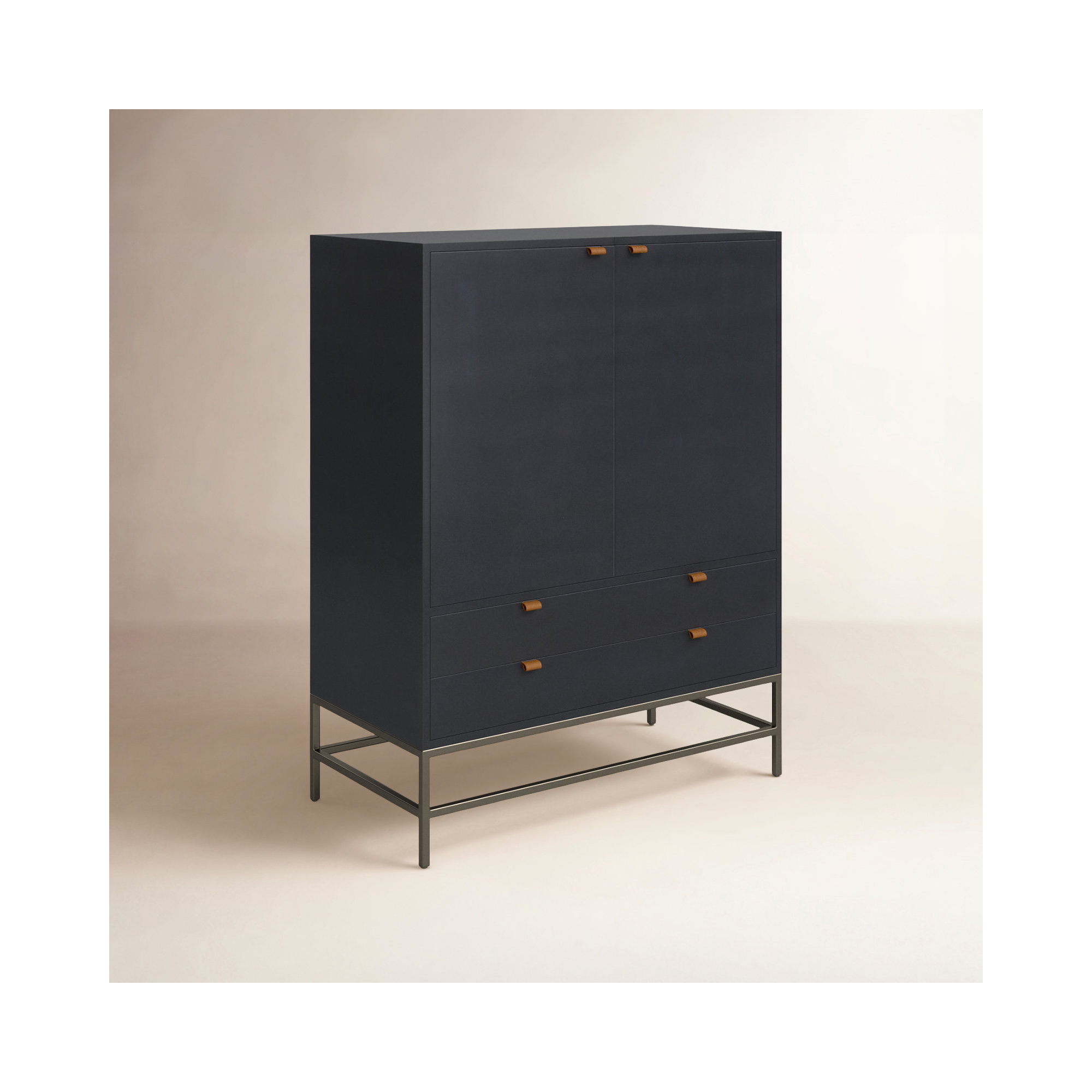 Loki Solid Wood Storage Cabinet, Black Wash Poplar