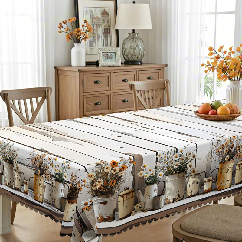 Farmhouse-style Tablecloth, Vintage Distressed Wood Grain Pattern, Rectangular Machine-Washable Tablecloth, Perfect for Indoor Dining and Family Gatherings