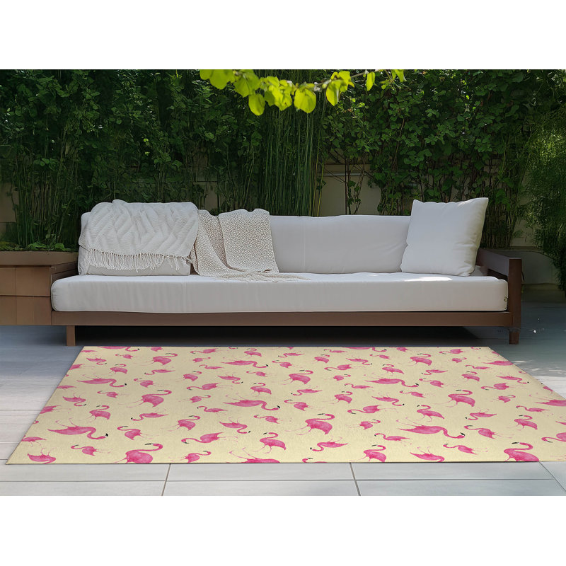 Tapis d'extérieur Summer Flamingo, Rectangulaire 3 pi x 5 pi