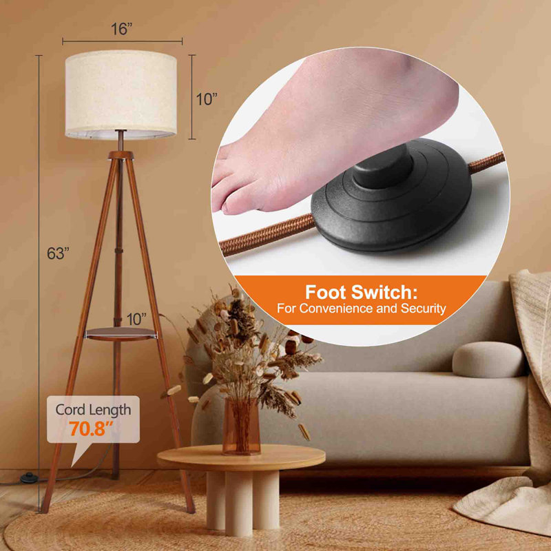 160cm Tripod Floor Lamp, Walnut
