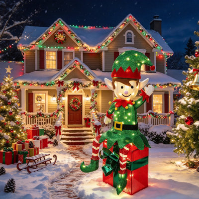 Aluminum Freestanding Christmas Elves Outdoor Lights